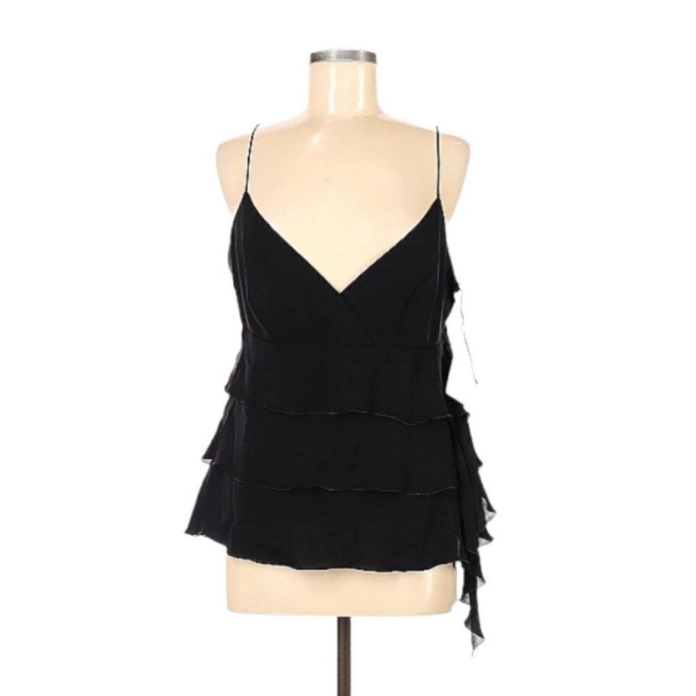 NEW Escada Silk Wrap Front Tiered Ruffle Blouse Top Layered Sleveless Blouse 42